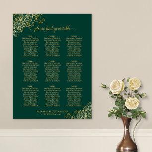 9 Tableau Mariage Carte de siège Emerald Green & G