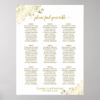 9 Tableau Mariage Plat blanc avec plaquettes or