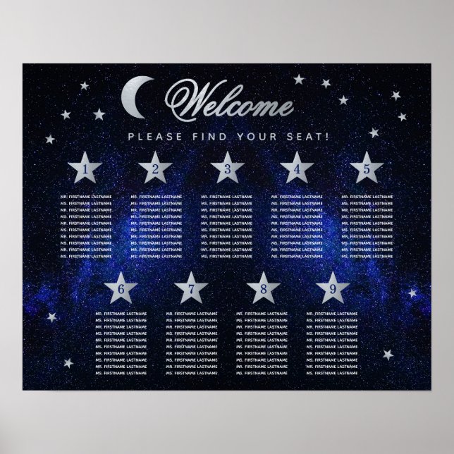 9 Tafelstars Moon Celestial Hochzeitssattrak Poster (Vorne)