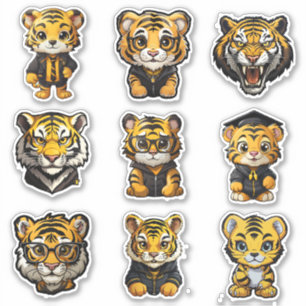 9 Tiger-Aufkleber für die Universität Gelb und Sch Aufkleber