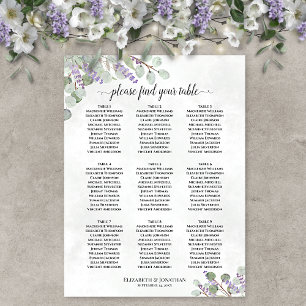 9-Tisch-Lavendel-Eukalyptus-Hochzeits-Sitzplan Poster