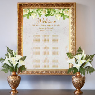 9 Tische Hochzeit Sitzordnung Marmor Weiße Lilien Poster