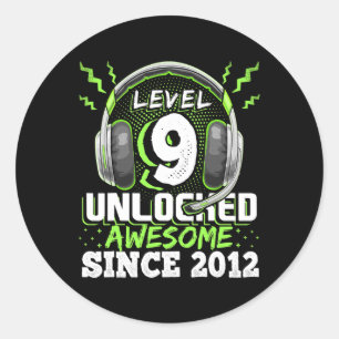 9 Unlocks Phantastisch 2012 Videospiel 9. Geburtst Runder Aufkleber