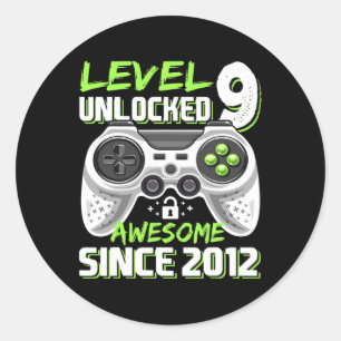 9 Unlocks Phantastisch 2012 Videospiel 9. Geburtst Runder Aufkleber