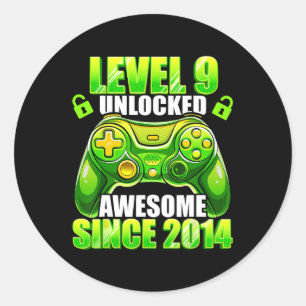 9 Unlocks Phantastisch 2014 Videospiel 9. Geburtst Runder Aufkleber