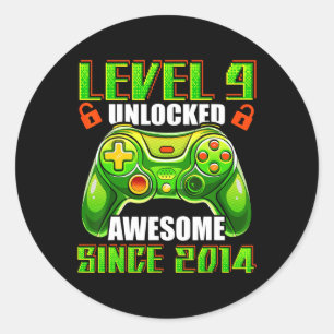 9 Unlocks Phantastisch 2014 Videospiel 9. Geburtst Runder Aufkleber