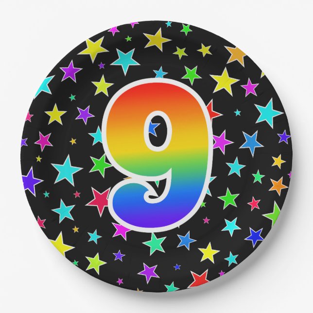 9. Veranstaltung: Bold, Fun, Colorful Rainbow 9 Pappteller (Vorderseite)