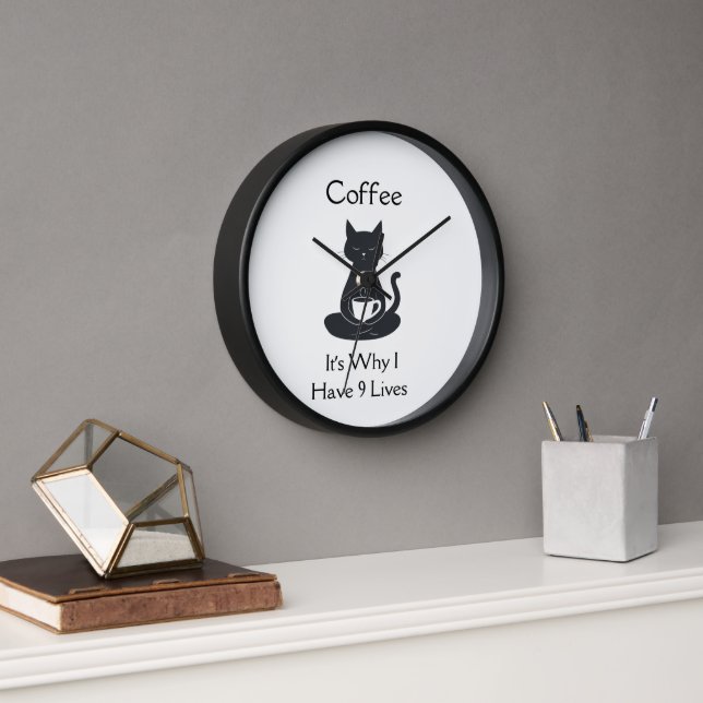 9 Vit Coffe Cat Horloge (Bureau)