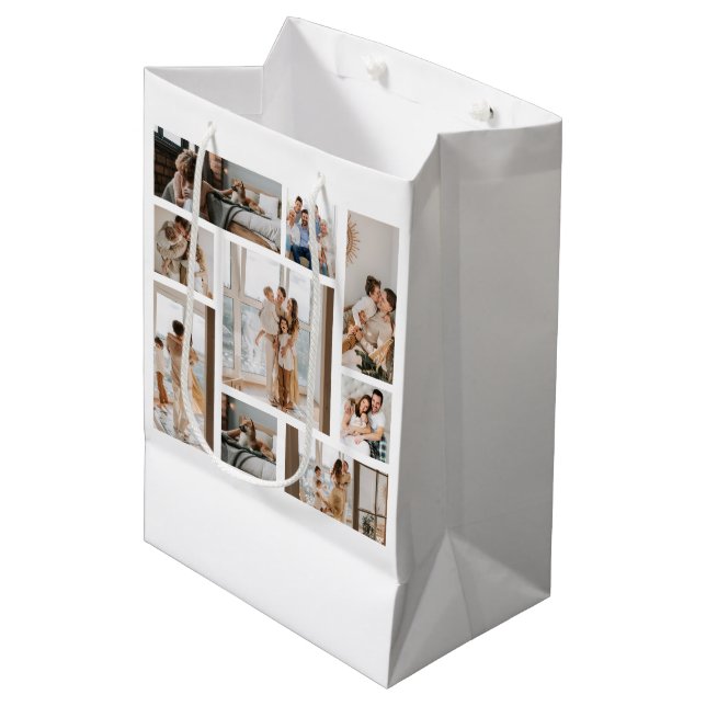 9 Vorlage für FotoCollage personalisieren Mittlere Geschenktüte (Vorderseite Schrägansicht)