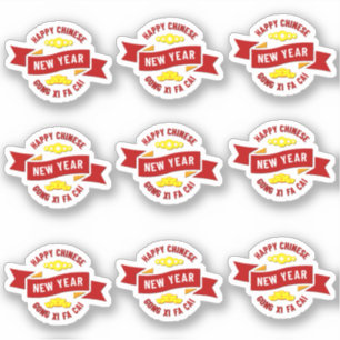 9 x Chinesisches Neujahr Gong Xi Fa Cai - Wunschve Aufkleber