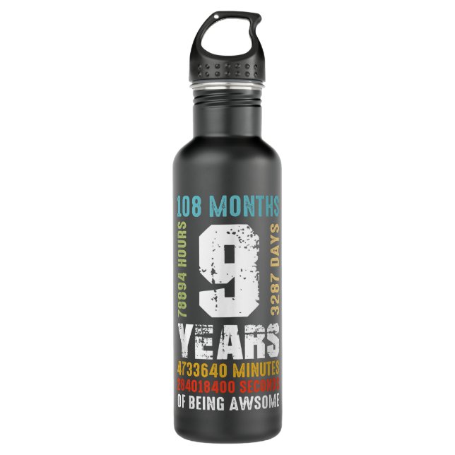 9 Years Being Awesome 9th Birthday Gift Boy Girl Edelstahlflasche (Vorderseite)