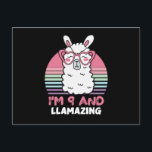 9 Years Old Bday Llamazing 9th Birthday Llama Postkarte<br><div class="desc">Retro Vintage Style Birthday Gift Design Perfect To Pair With Shorts,  Leggings Or Jeans For A Casual Yet Trendy Look. Humorous Funny Humor Birthday Gift Outfit For Family Member,  Loved One Or Yourself. Matches Loads Of Clothes. GET YOURS TODAY!</div>