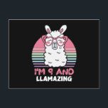 9 Years Old Bday Llamazing 9th Birthday Llama Postkarte<br><div class="desc">Retro Vintage Style Birthday Gift Design Perfect To Pair With Shorts,  Leggings Or Jeans For A Casual Yet Trendy Look. Humorous Funny Humor Birthday Gift Outfit For Family Member,  Loved One Or Yourself. Matches Loads Of Clothes. GET YOURS TODAY!</div>