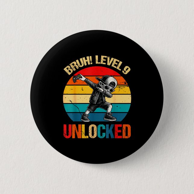 9 Years Old Dabbing Boy Bruh 9th Level Unlocked Bi Button (Vorderseite)