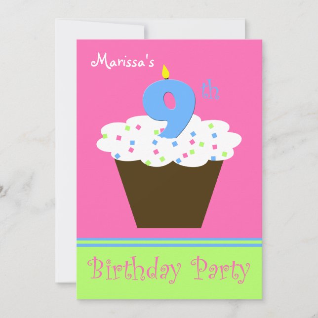 9e anniversaire Invitation de fête 9 Bougie (Devant)