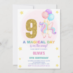 9e anniversaire Unicorn Anniversaire Invitations
