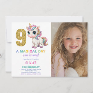 9e anniversaire Unicorn Anniversaire Invitations p