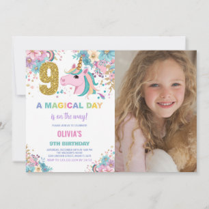 9e anniversaire Unicorn Anniversaire Invitations p