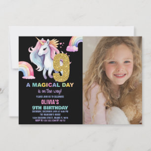 9e Rainbow Unicorn Invitations Anniversaire avec p