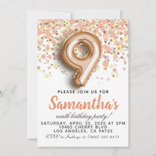 9e Rose Gold Birthday Invitation