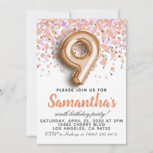 9e Rose Gold Birthday Invitation