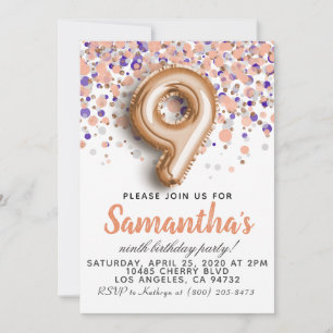 9e Rose Gold Birthday Invitation