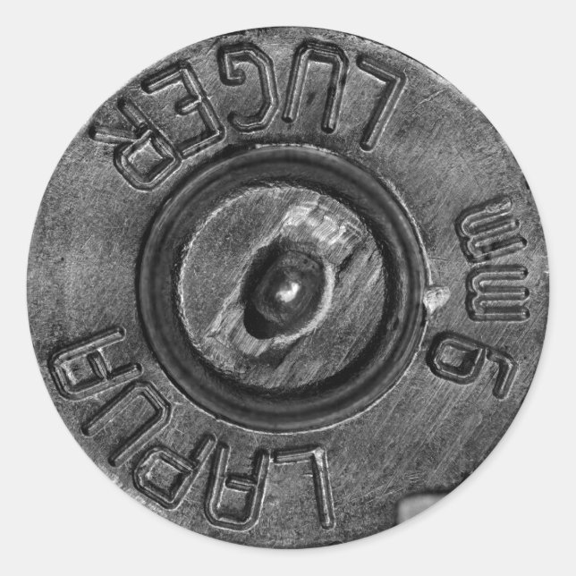 9mm Luger Runder Aufkleber (Vorderseite)