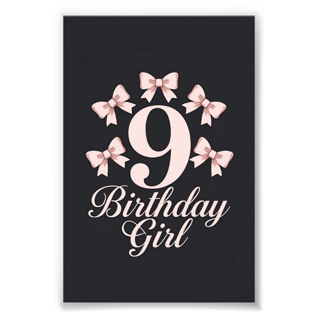 9th Birthday Girl Fotodruck (Vorne)