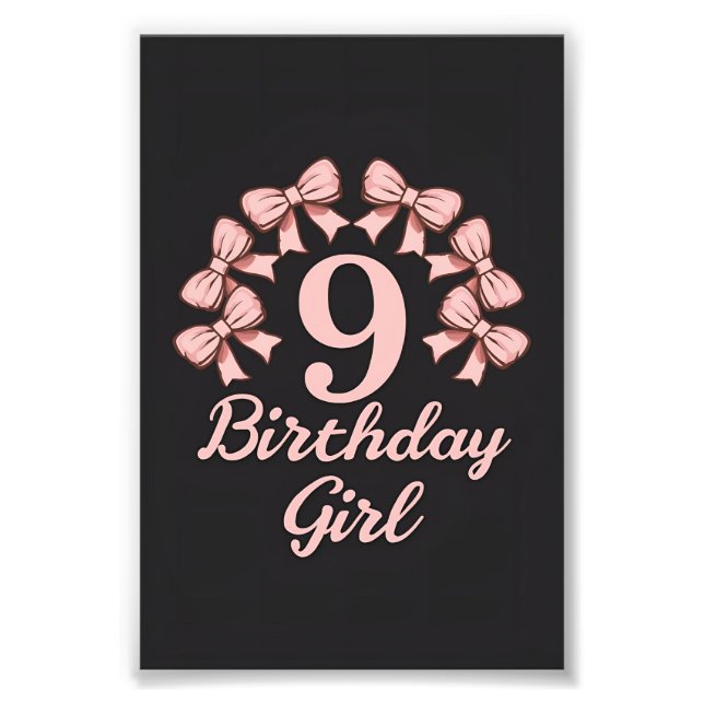 9th Birthday Girl Fotodruck (Vorne)