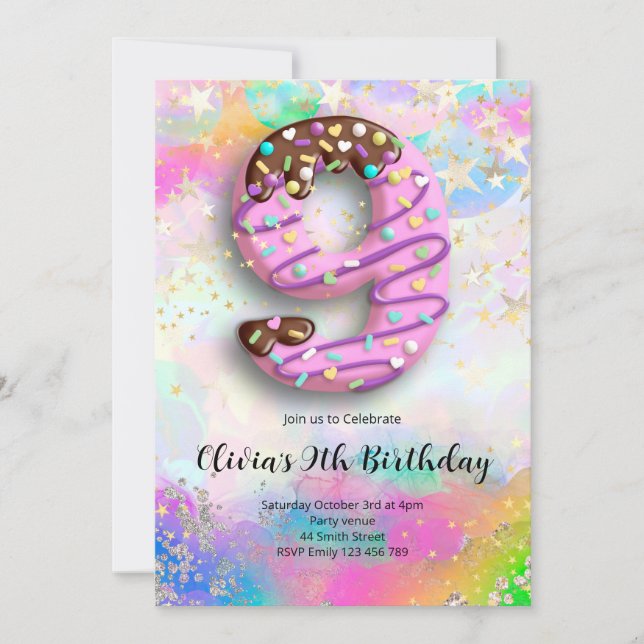 9th Birthday Girls Invitation (Devant)