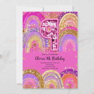 9th Birthday Girls Invitation Einladung