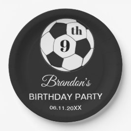 9th Birthday Party Soccer Black Boys Sports Pappteller