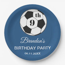 9th Birthday Party Soccer Blue Boys Sports Pappteller