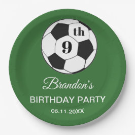 9th Birthday Party Soccer Green Boys Sports Pappteller