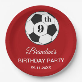 9th Birthday Party Soccer Red Boys Sports Pappteller