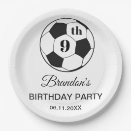 9th Birthday Party Soccer White Boys Sports Pappteller