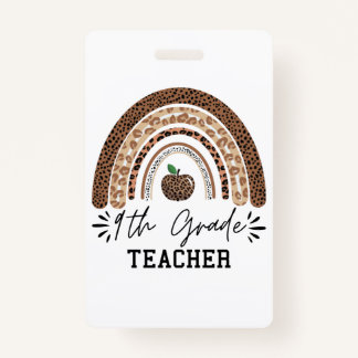 9th grade teacher leopard rainbow Thanksgiving day Ausweis