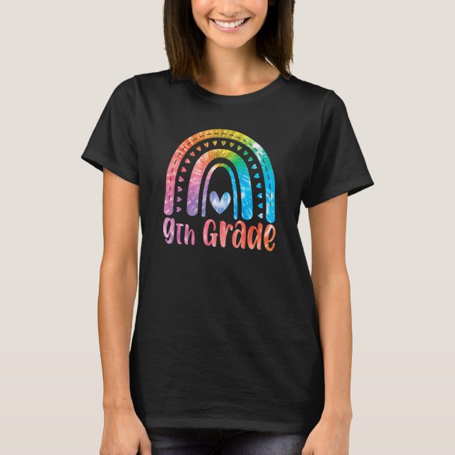 9th Grade Tie Dye Rainbow First Day Of Schoo Back  T-Shirt (Vorderseite)