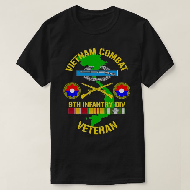 9th Infantry Division  Vietnam Combat Veteran Prem T-Shirt (Design vorne)