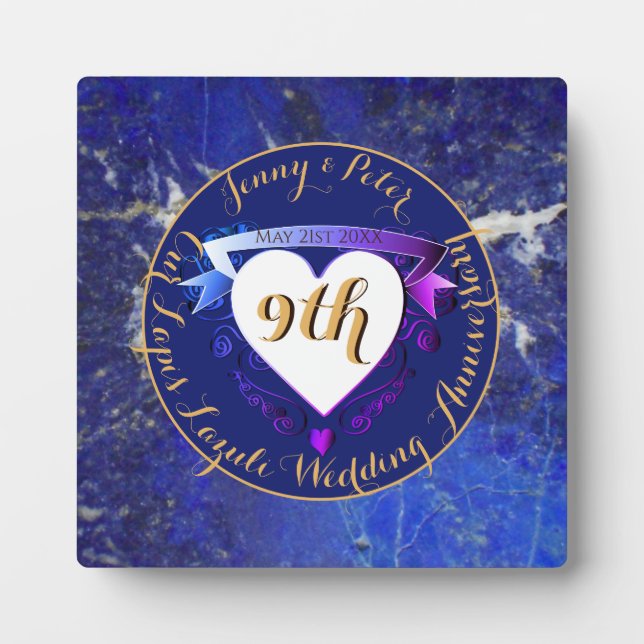 9th Wedding Anniversary Lapis Lazuli Color    Fotoplatte (Vorderseite)
