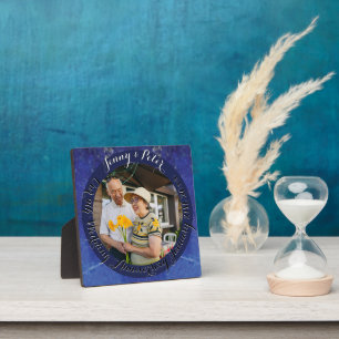 9th Wedding Anniversary Round Lapis Lazuli Frame Fotoplatte