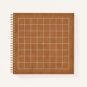 9x9 Goban mit weißen Linien anpassbar (braun) Notizbuch