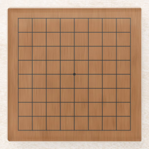 9x9 Miniatur Goban Brown Wood Textur Glasuntersetzer