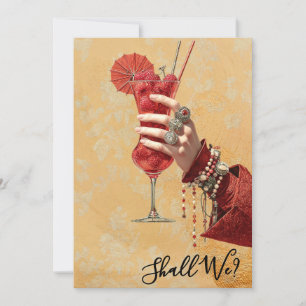 *~* A101 16 Verzierte Cocktail PHOTO JUNGGESELLINN Einladung