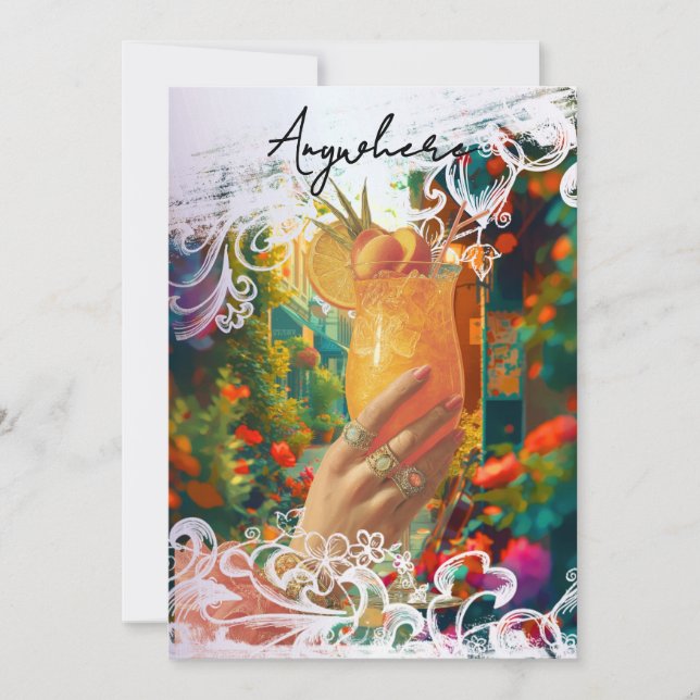 *~* A101 29 FOTO Cocktail ÜBERALL BACHELORETTE Einladung (Vorderseite)