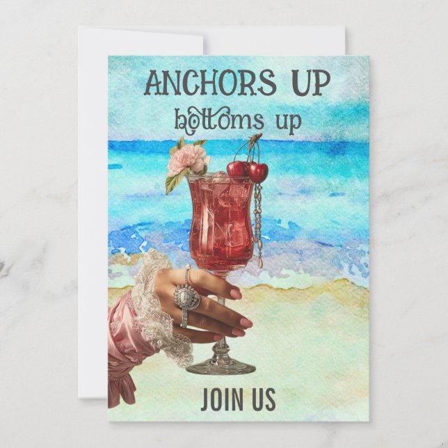 *~* A101 5 Beach Cocktail FOTO BACHELORETTE Einladung (Vorderseite)