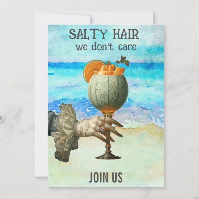 *~* A101 Strandcocktail 12 FOTO BACHELORETTE Einladung (Vorderseite)