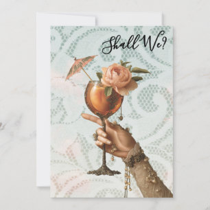 *~* A101 Verzierte Cocktail PHOTO 3  JUNGGESELLIN Einladung