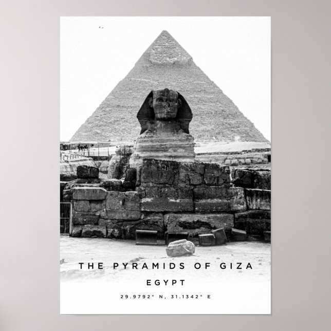 A3 Pyramides De Gizeh Egypt Coordonnées Poster (Devant)