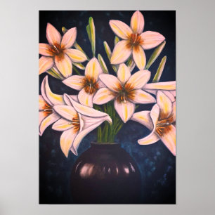 A3 Schöne weiße Blume Acrylmalerei Druck Poster
